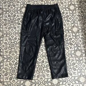 Womans Black leather Cargo Pants